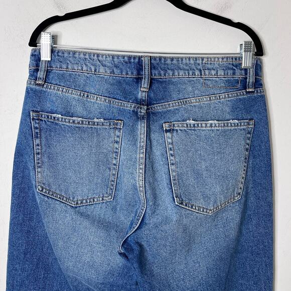 Zara Womens TRF Straight Jeans 8 High Rise Cut Off Cropped Light Wash Button Fly - Picture 6 of 9